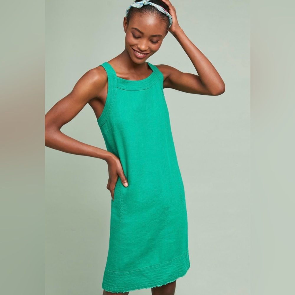 Anthropologie Maeve Green Bar Harbor loose fit dress Size XS